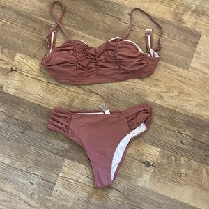 Cupshe Rust Ruched Bikini Set - Deep Terracotta Swimwear